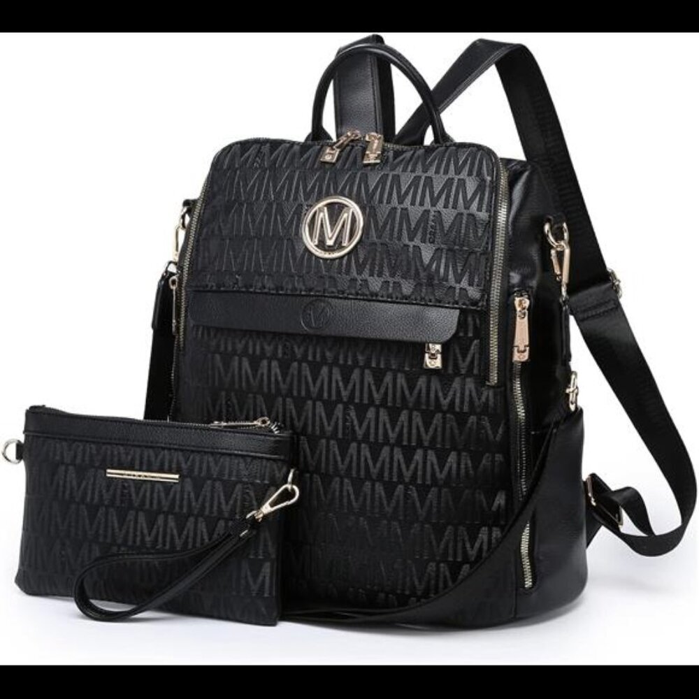 Purse PU Leather Convertible Rucksack Travel Shoulder Bags Handbag and Purse 2Pc